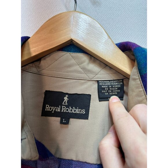 Royal Robbins Men's Wool Flannel Shirt Button Up Size L Plaid Blue Long Sleeve - Picture 3 of 11